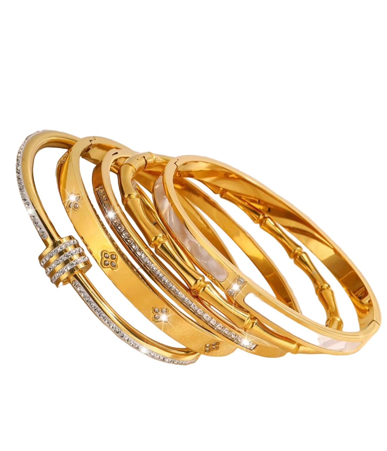 The Luxe Stack Titanium Bangle Collection