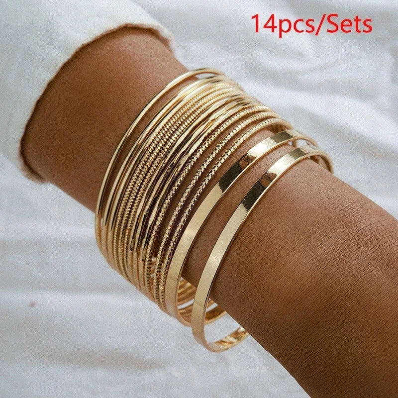 Golden Miami Stacked Bangle Set