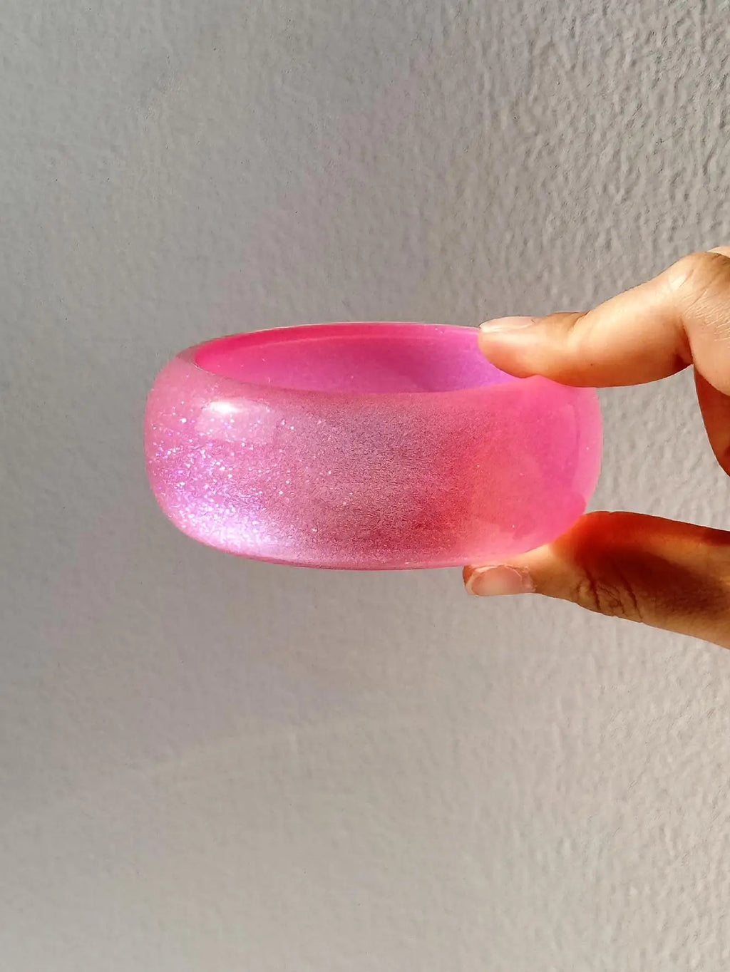 Pink Twist Illusion Resin Bangle
