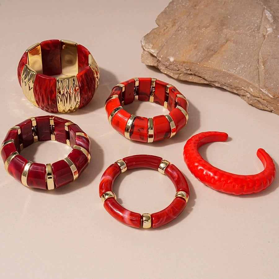 Vintage Scarlet Resin Statement Bangle