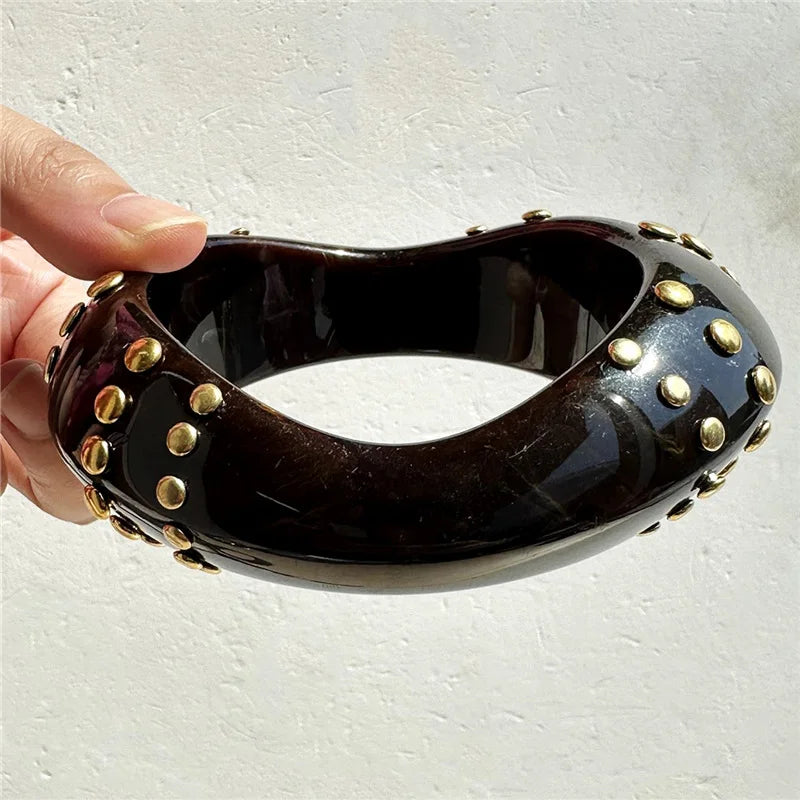 Rivet Resin Statement Bangle