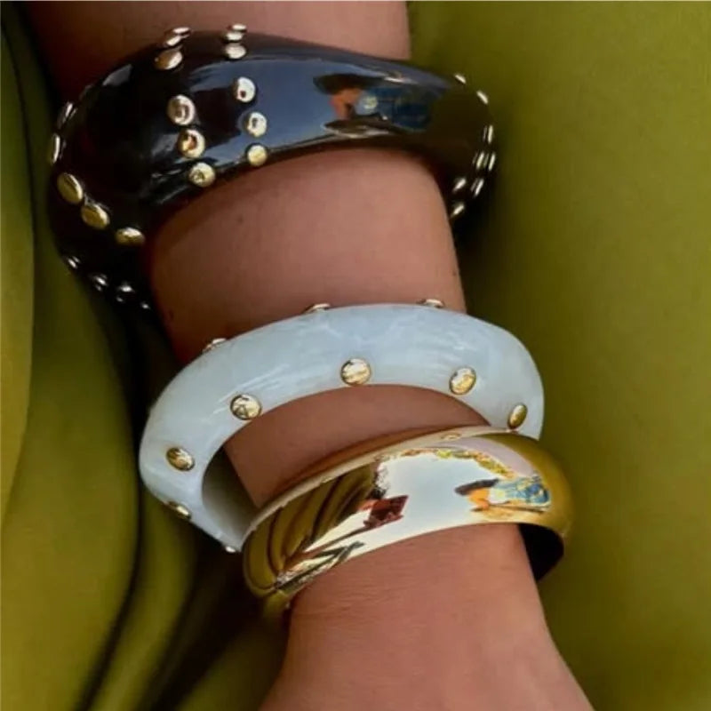 Rivet Resin Statement Bangle