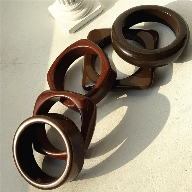 Vintage Brown Resin Stackable Bangles