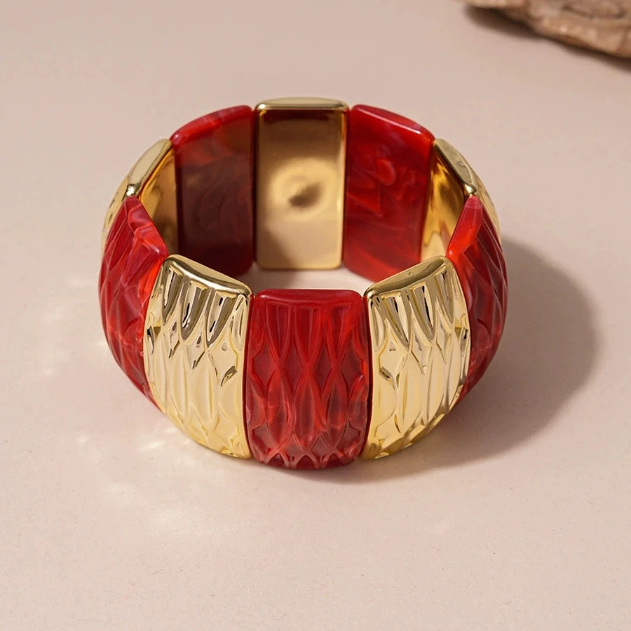 Vintage Scarlet Resin Statement Bangle