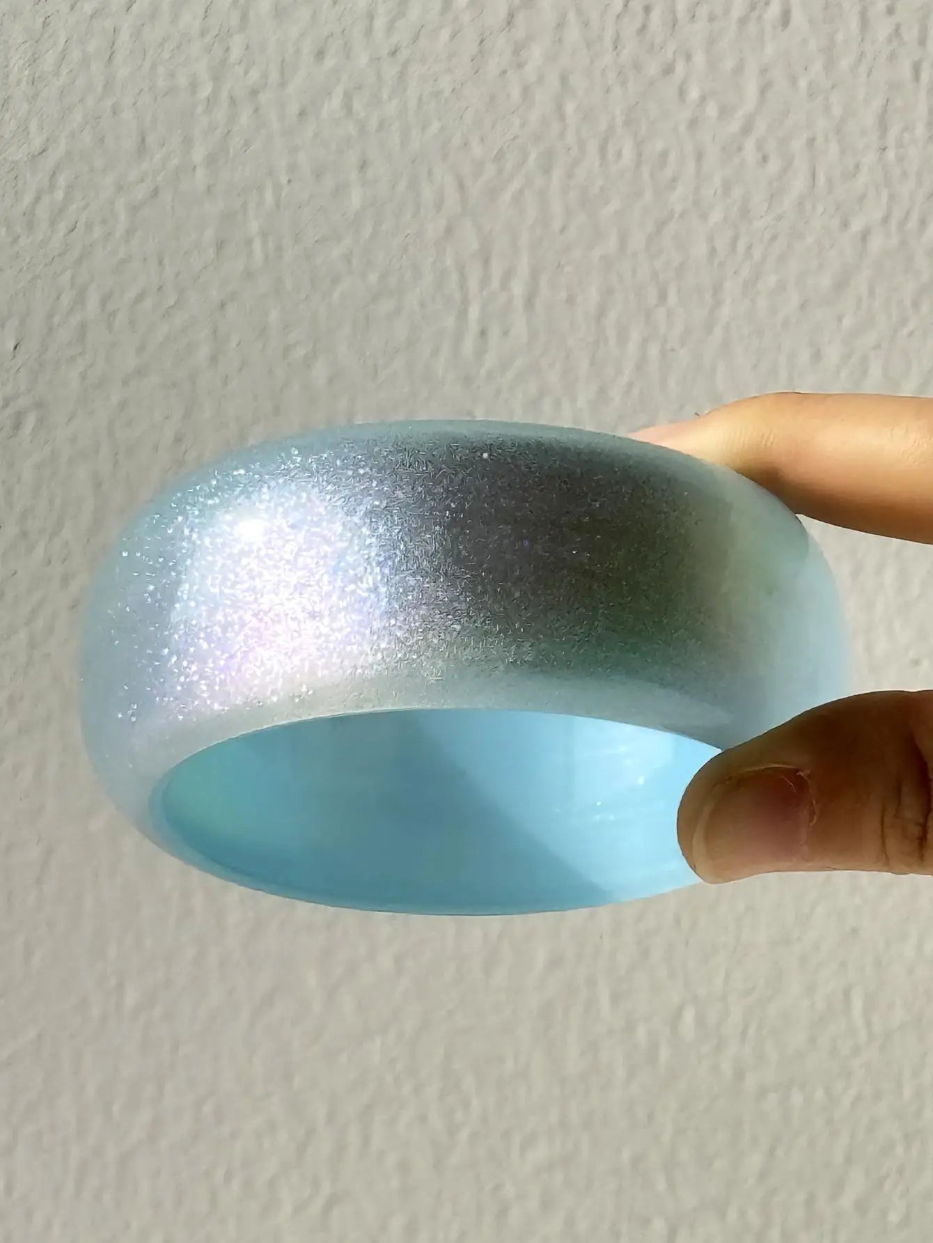 Blue Twisted Irregular Resin Bangle