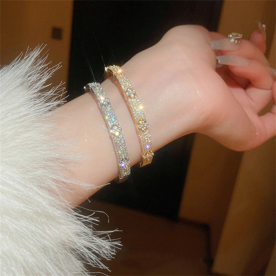 4-Leaf Zircon Luxe Bracelet — Single or Bracelet + Ring Set