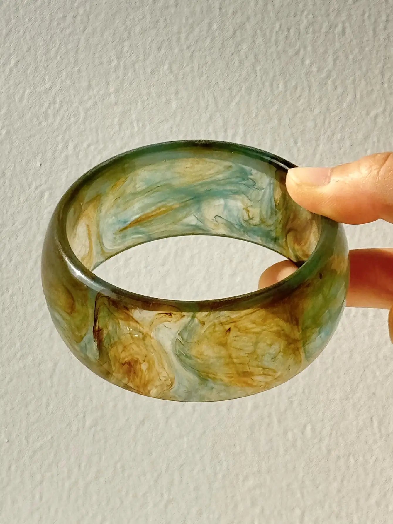 Blue Twisted Irregular Resin Bangle