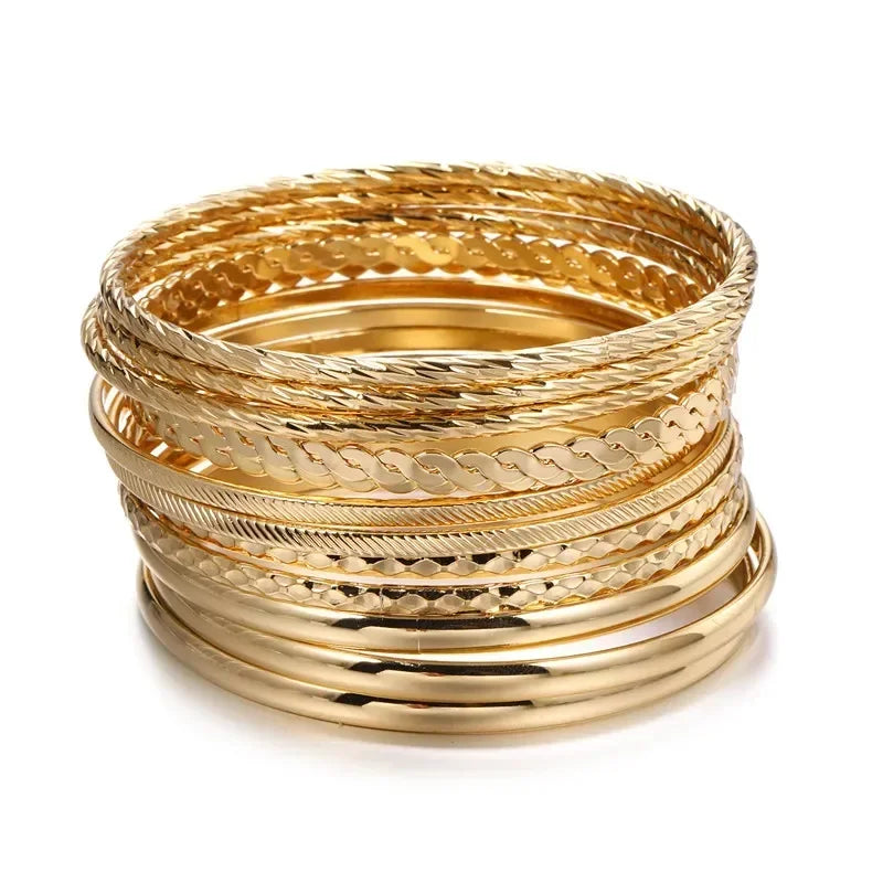 Golden Miami Stacked Bangle Set