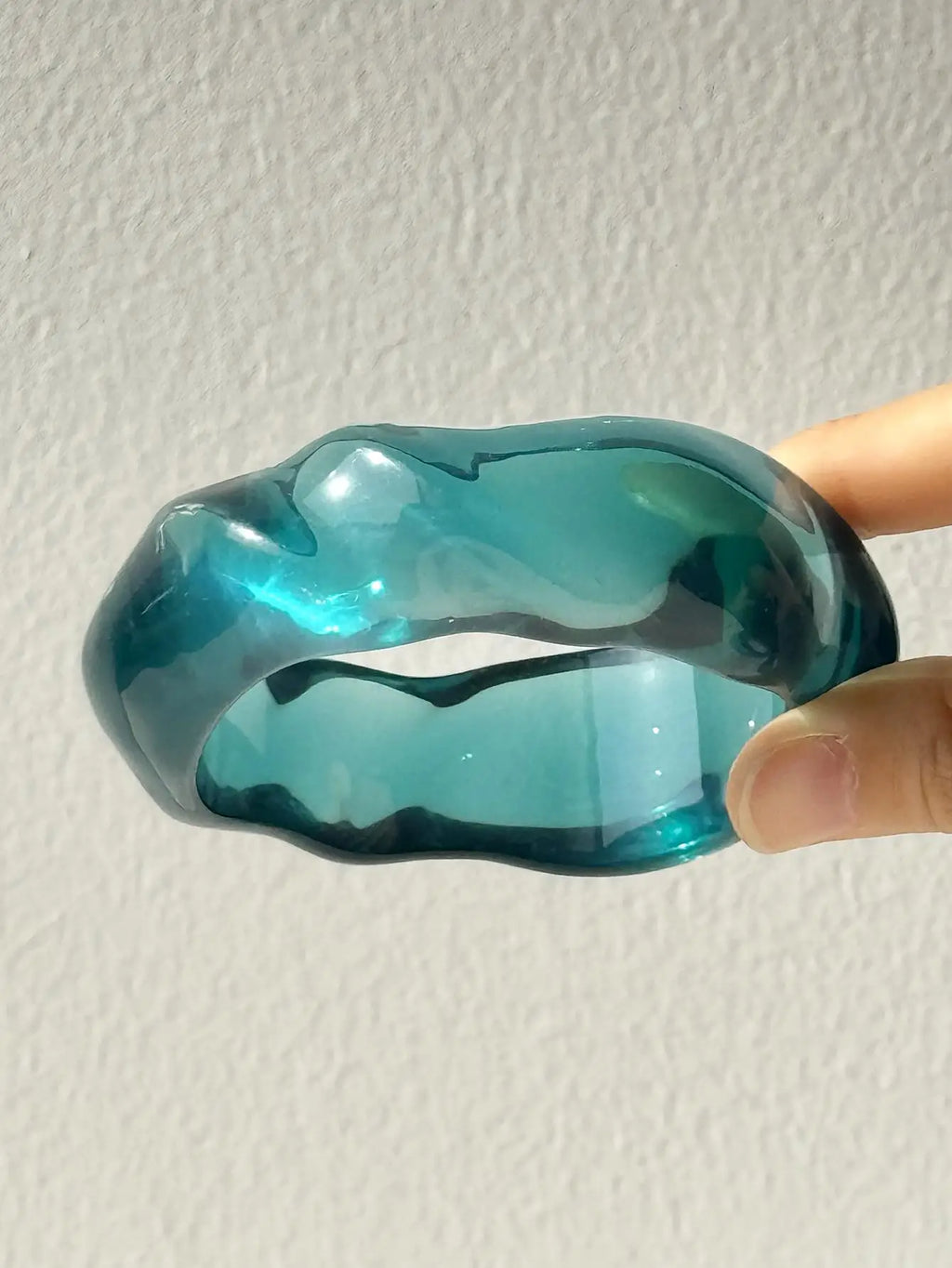 Blue Twisted Irregular Resin Bangle