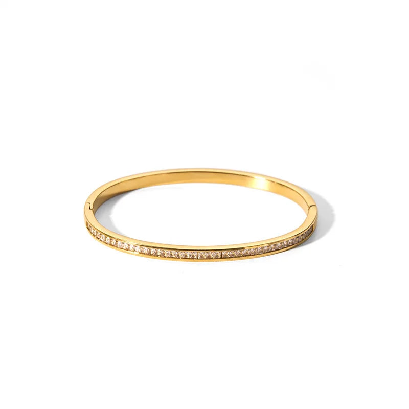 Tarnish-Free Luxe CZ Stainless Steel Bangle