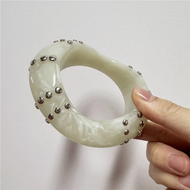 Rivet Resin Statement Bangle