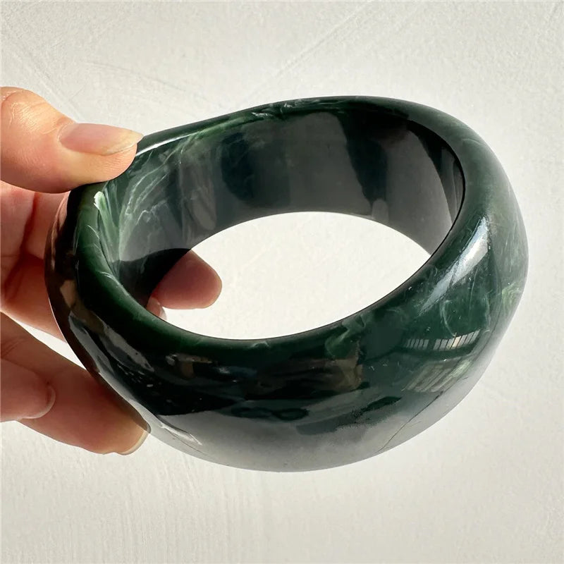 Emerald Mist Irregular Resin Bangle