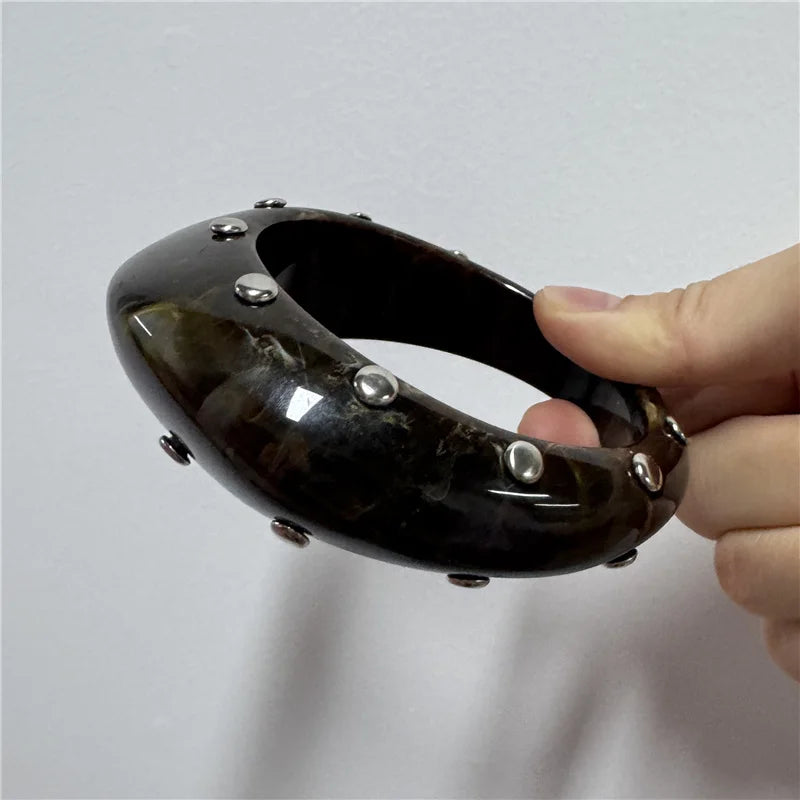 Rivet Resin Statement Bangle