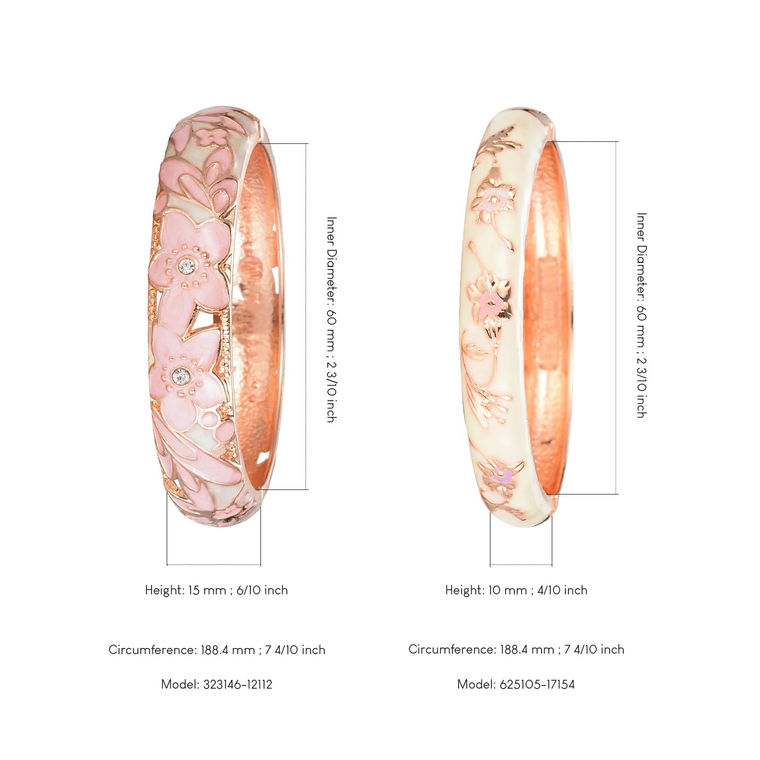 Blush Petals Cloisonné Bangle Duo