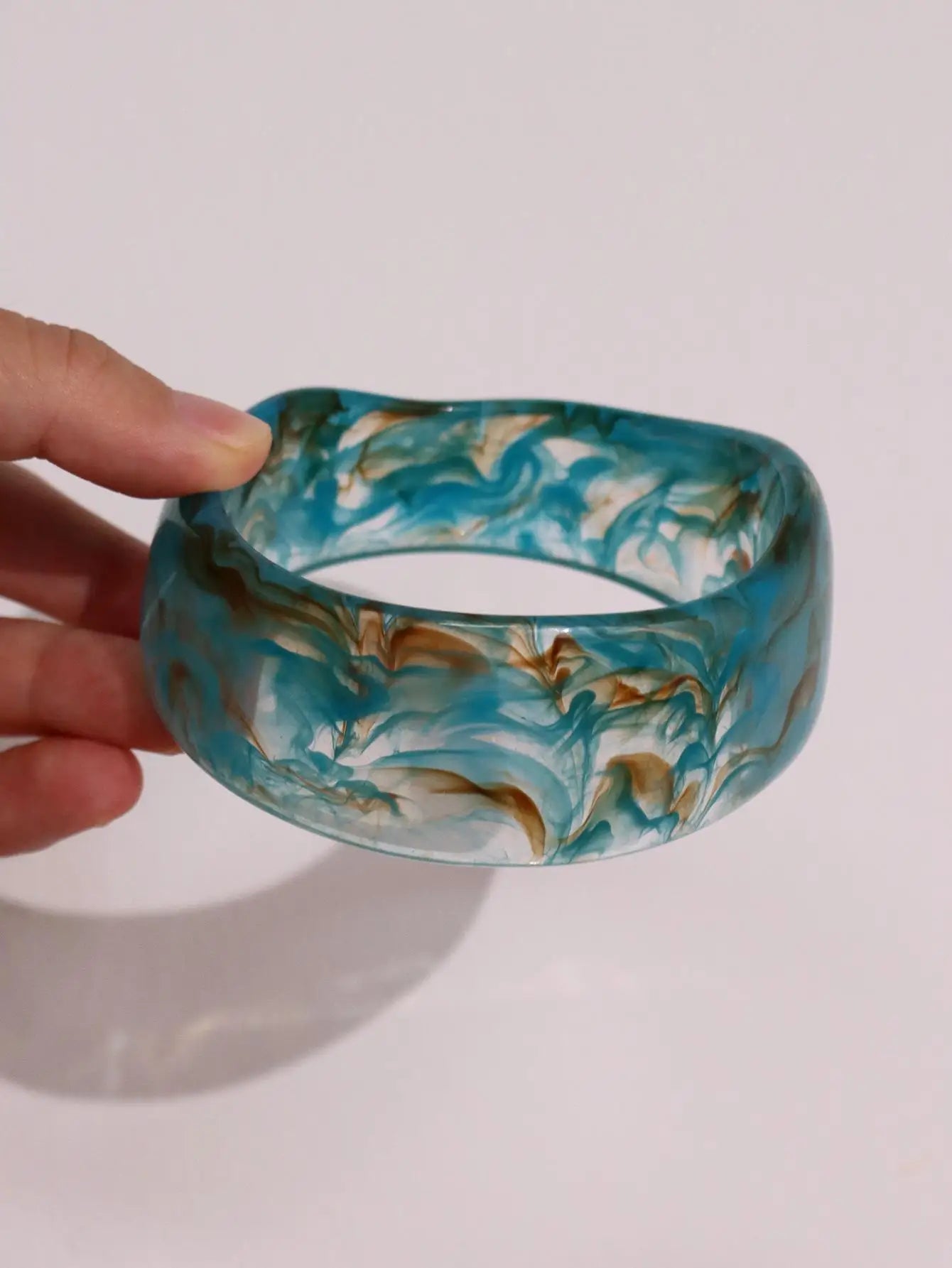 Blue Twisted Irregular Resin Bangle