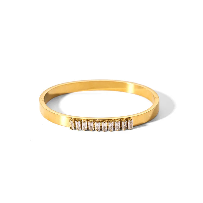 Tarnish-Free Luxe CZ Stainless Steel Bangle