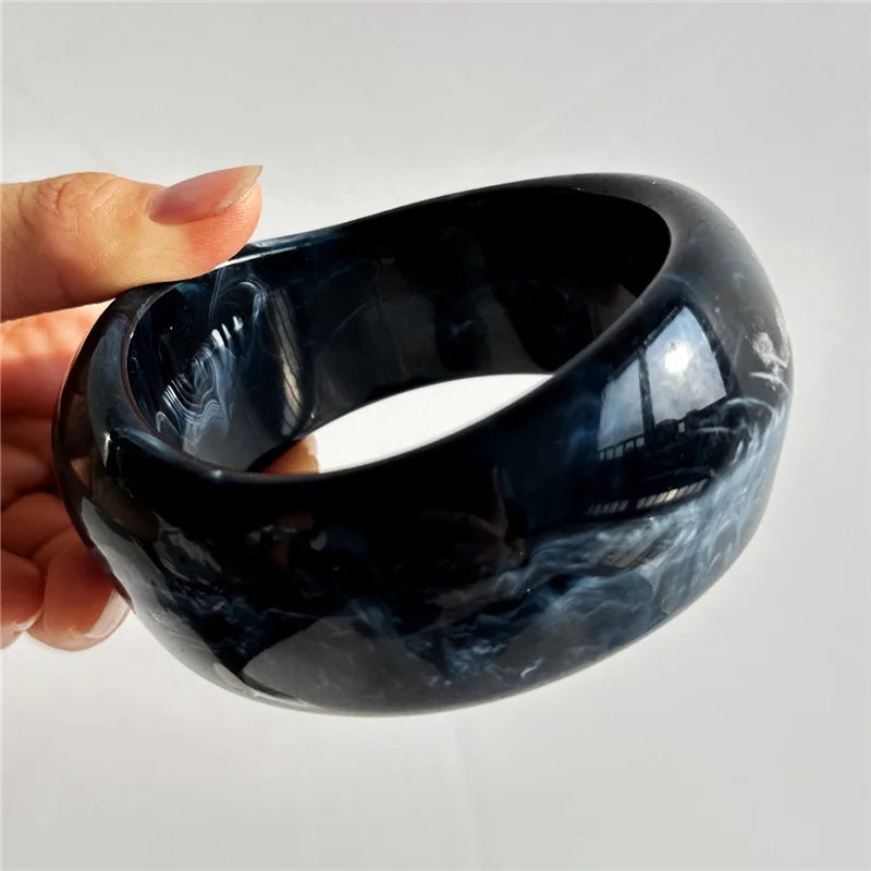 Emerald Mist Irregular Resin Bangle