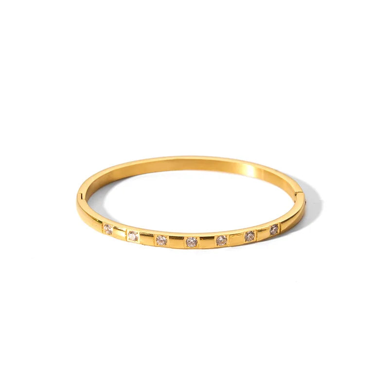 Tarnish-Free Luxe CZ Stainless Steel Bangle