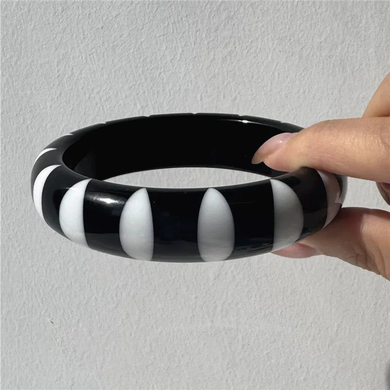 Y2K Polka Dot + Star Resin Cuff Bracelet