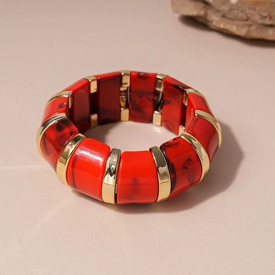 Vintage Scarlet Resin Statement Bangle