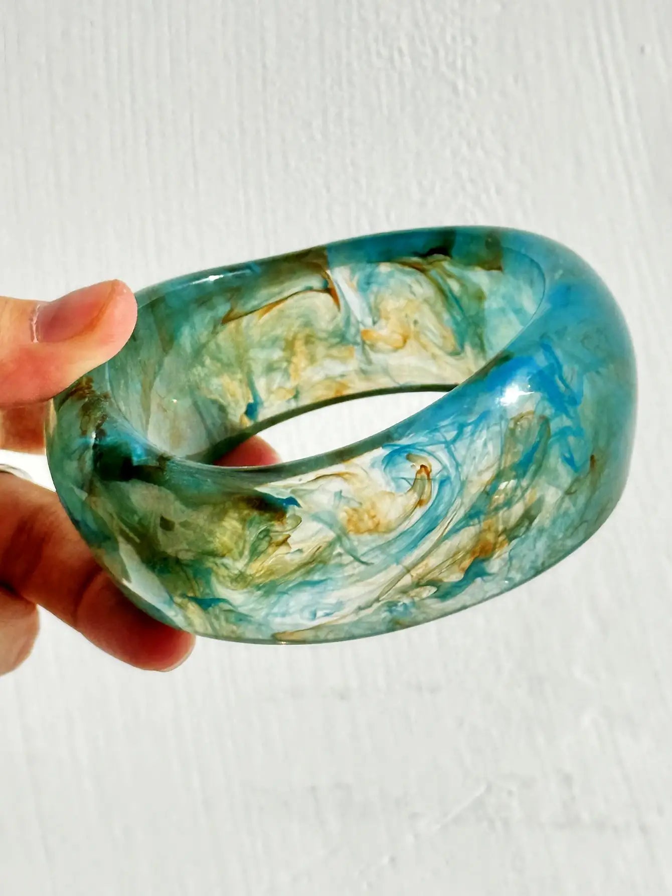 Blue Twisted Irregular Resin Bangle