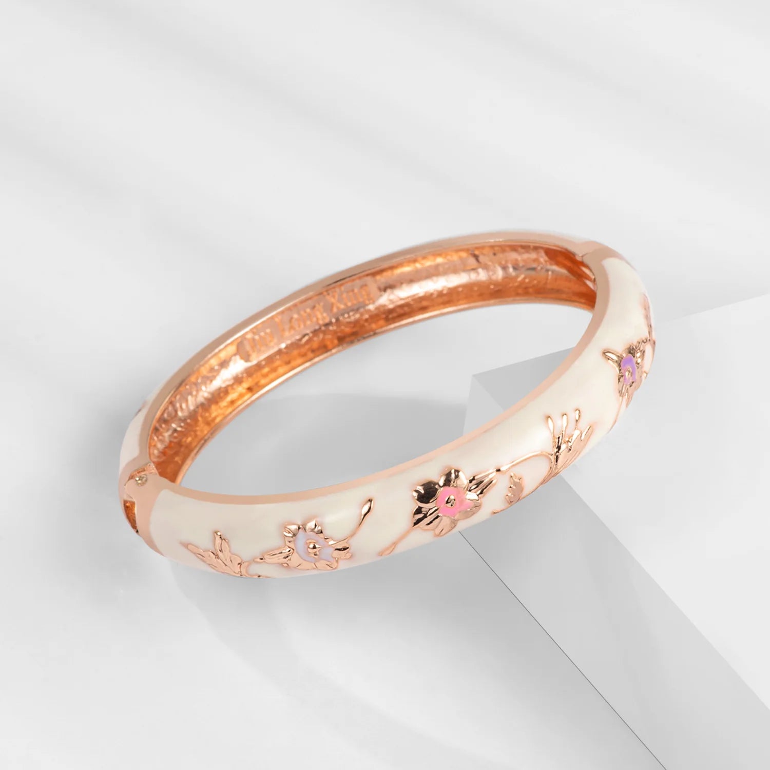 Blush Petals Cloisonné Bangle Duo