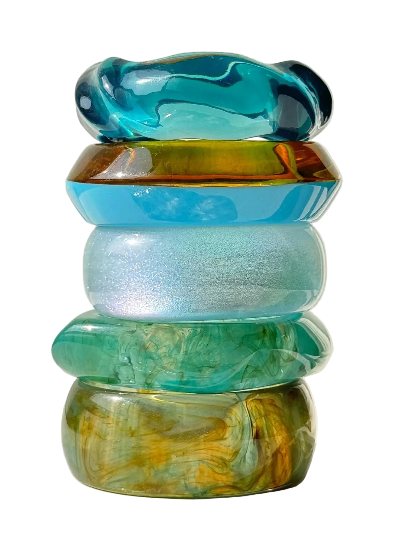 Blue Twisted Irregular Resin Bangle