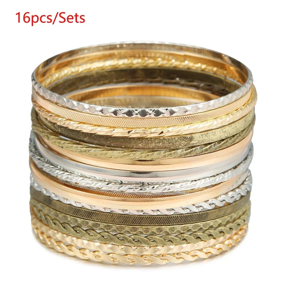 Golden Miami Stacked Bangle Set