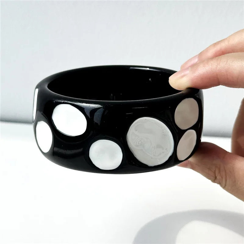 Y2K Polka Dot + Star Resin Cuff Bracelet