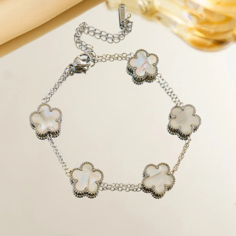 Lucky Clover Bloom Bracelet – Silver
