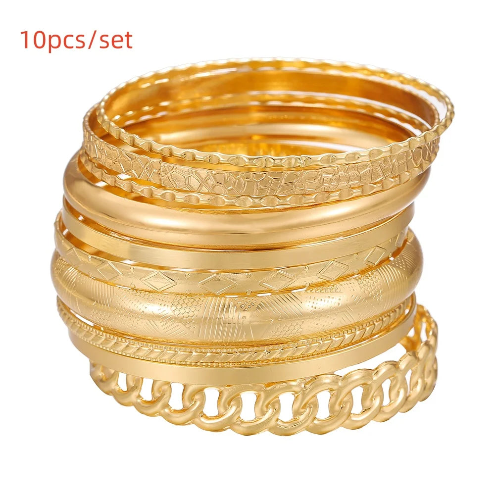 Golden Miami Stacked Bangle Set