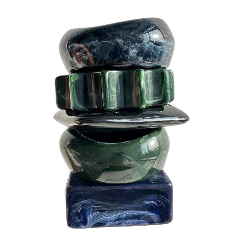 Emerald Mist Irregular Resin Bangle