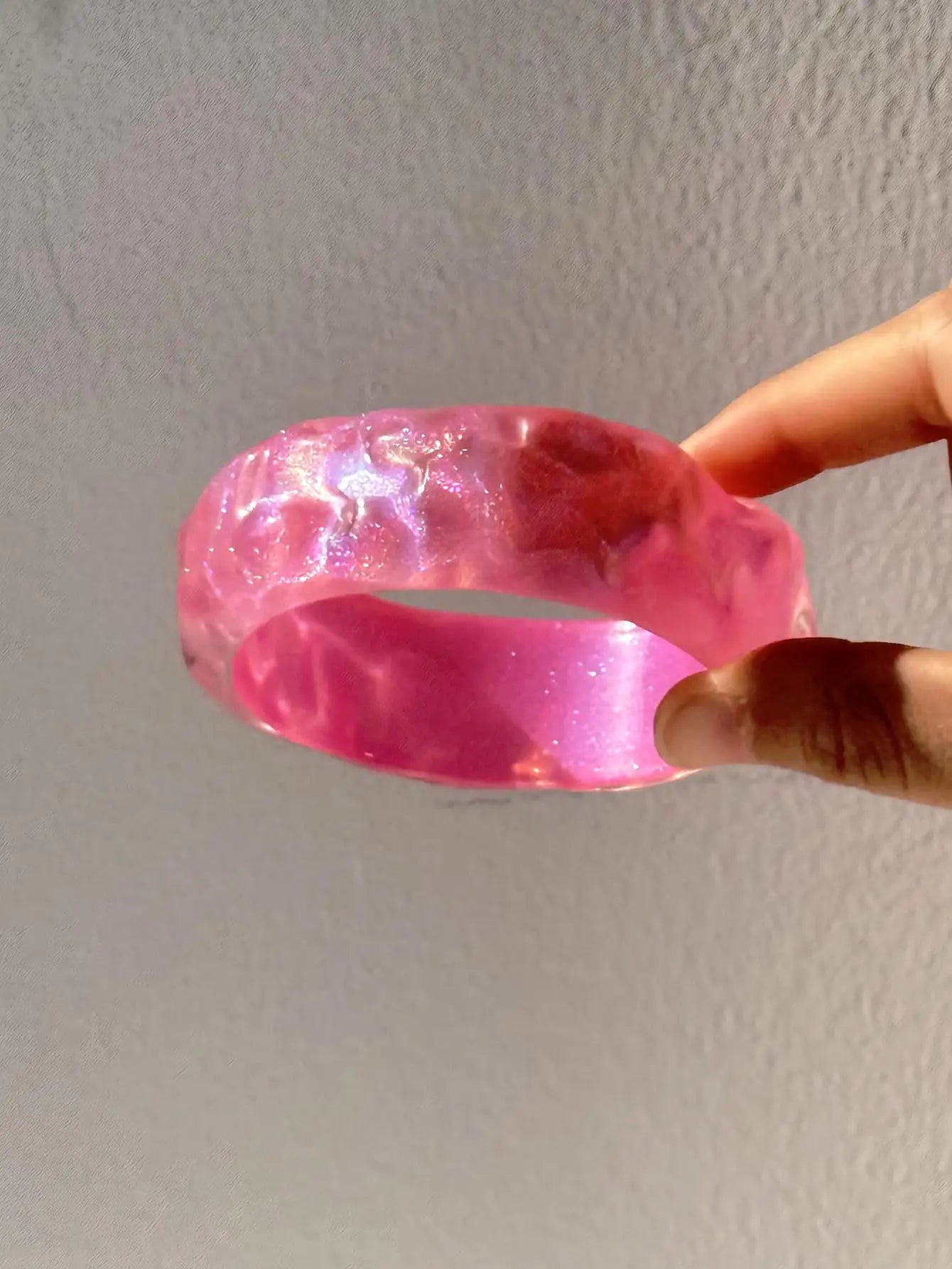 Pink Twist Illusion Resin Bangle