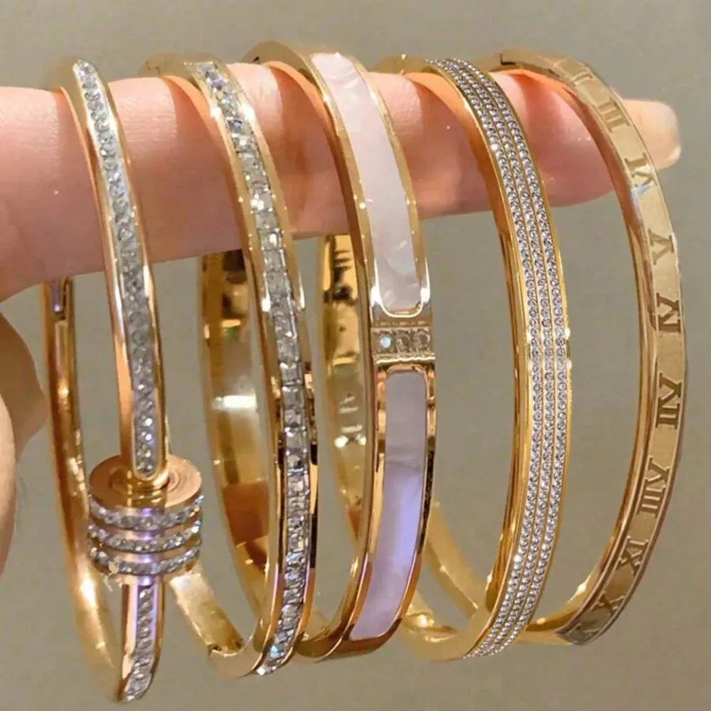 The Luxe Stack Titanium Bangle Collection