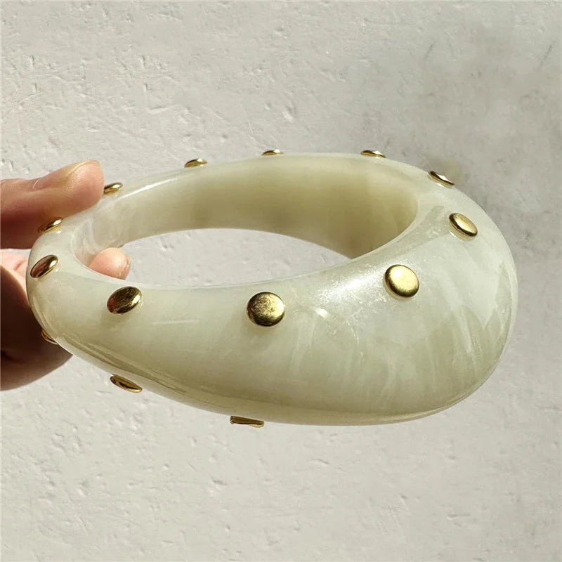 Rivet Resin Statement Bangle