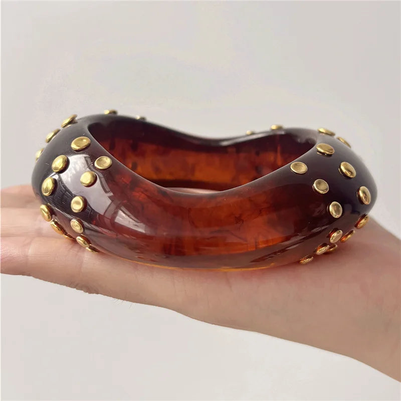 Rivet Resin Statement Bangle