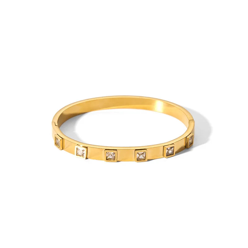 Tarnish-Free Luxe CZ Stainless Steel Bangle