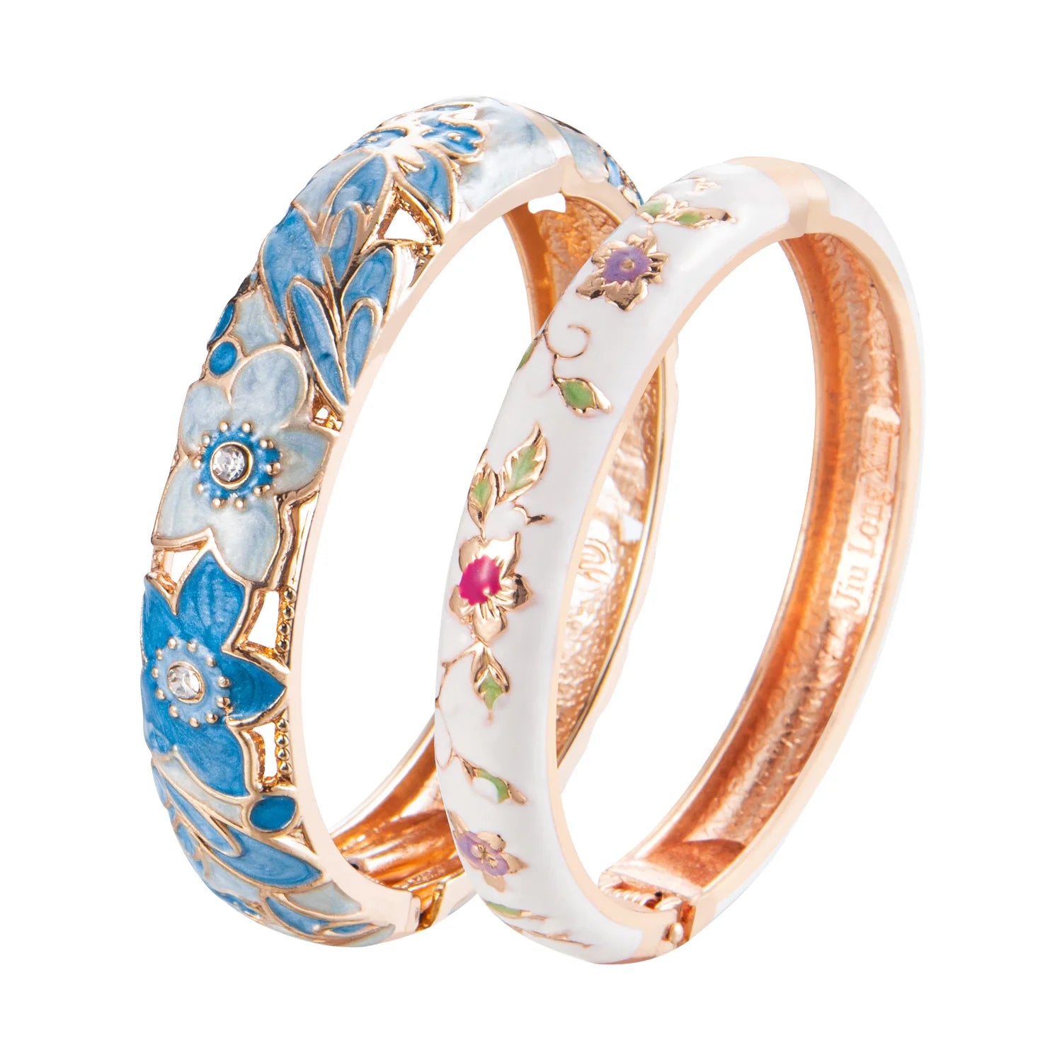 Blush Petals Cloisonné Bangle Duo
