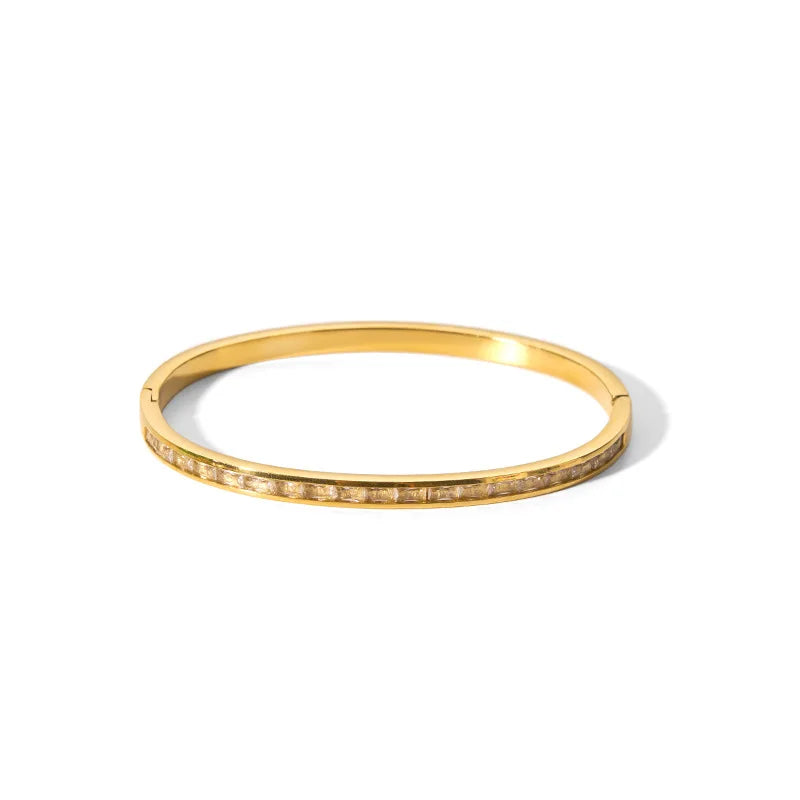 Tarnish-Free Luxe CZ Stainless Steel Bangle