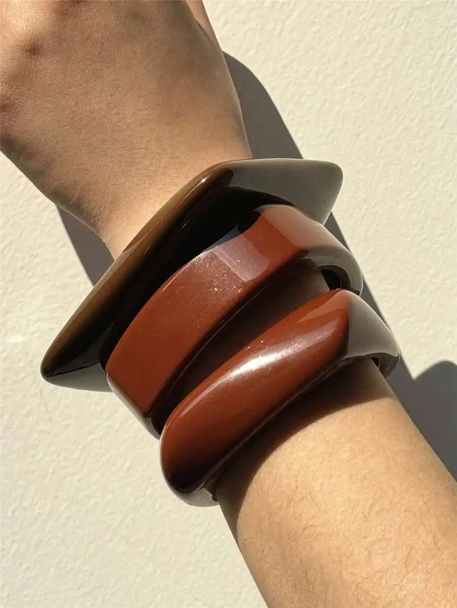 Vintage Brown Resin Stackable Bangles
