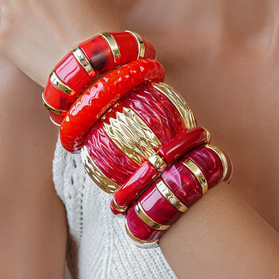 Vintage Scarlet Resin Statement Bangle