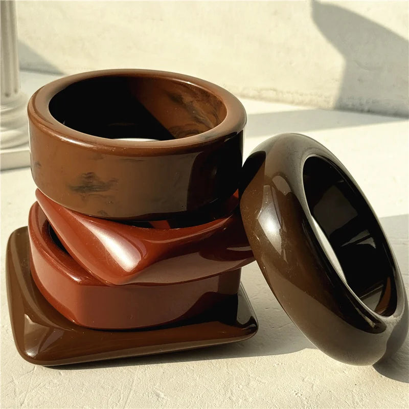 Vintage Brown Resin Stackable Bangles