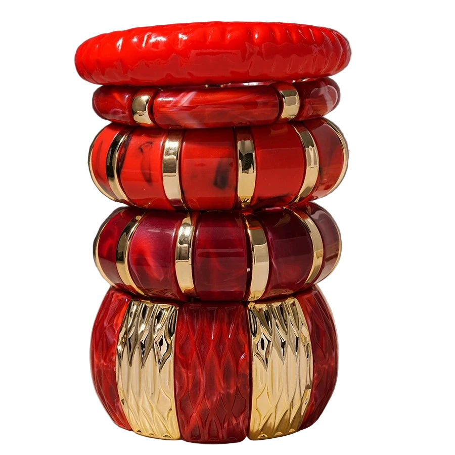 Vintage Scarlet Resin Statement Bangle