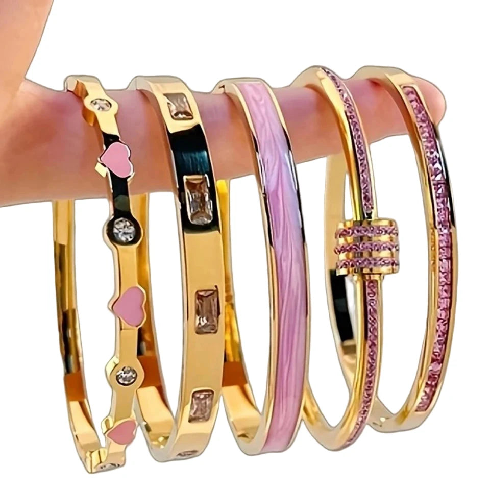 The Blush Charm Stacked Bangle Set