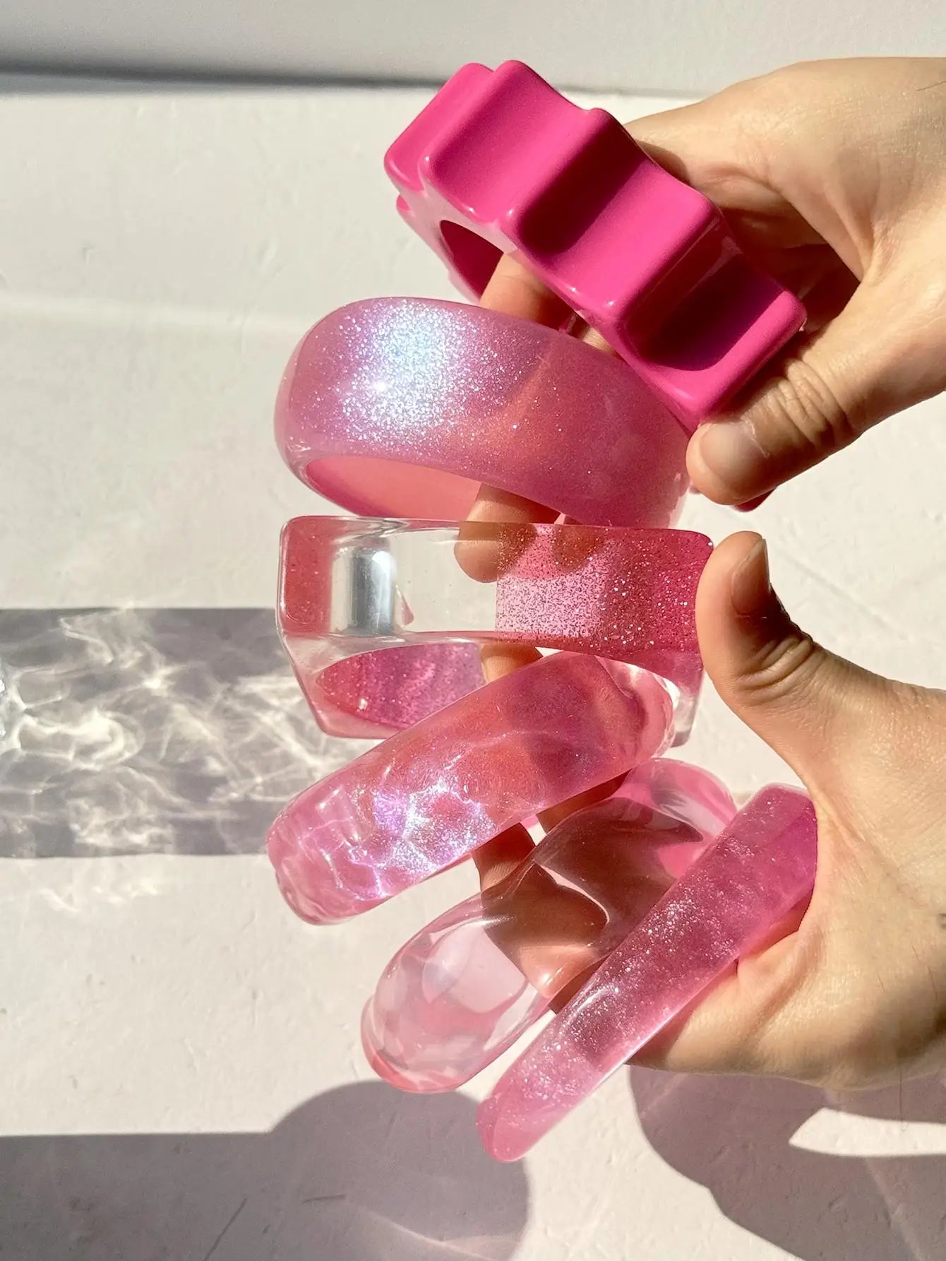 Pink Twist Illusion Resin Bangle