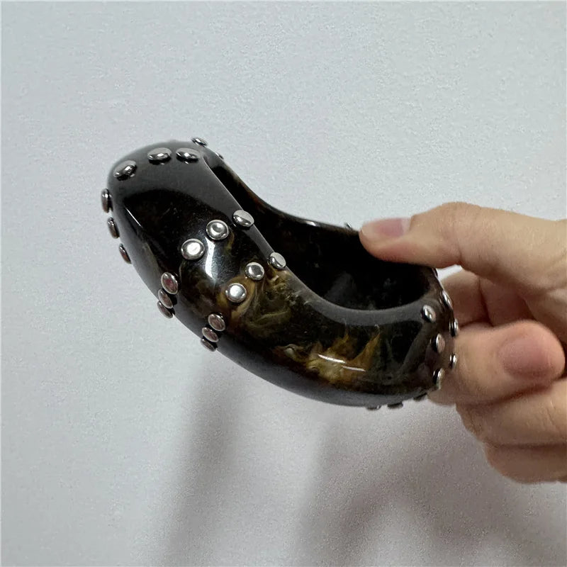 Rivet Resin Statement Bangle