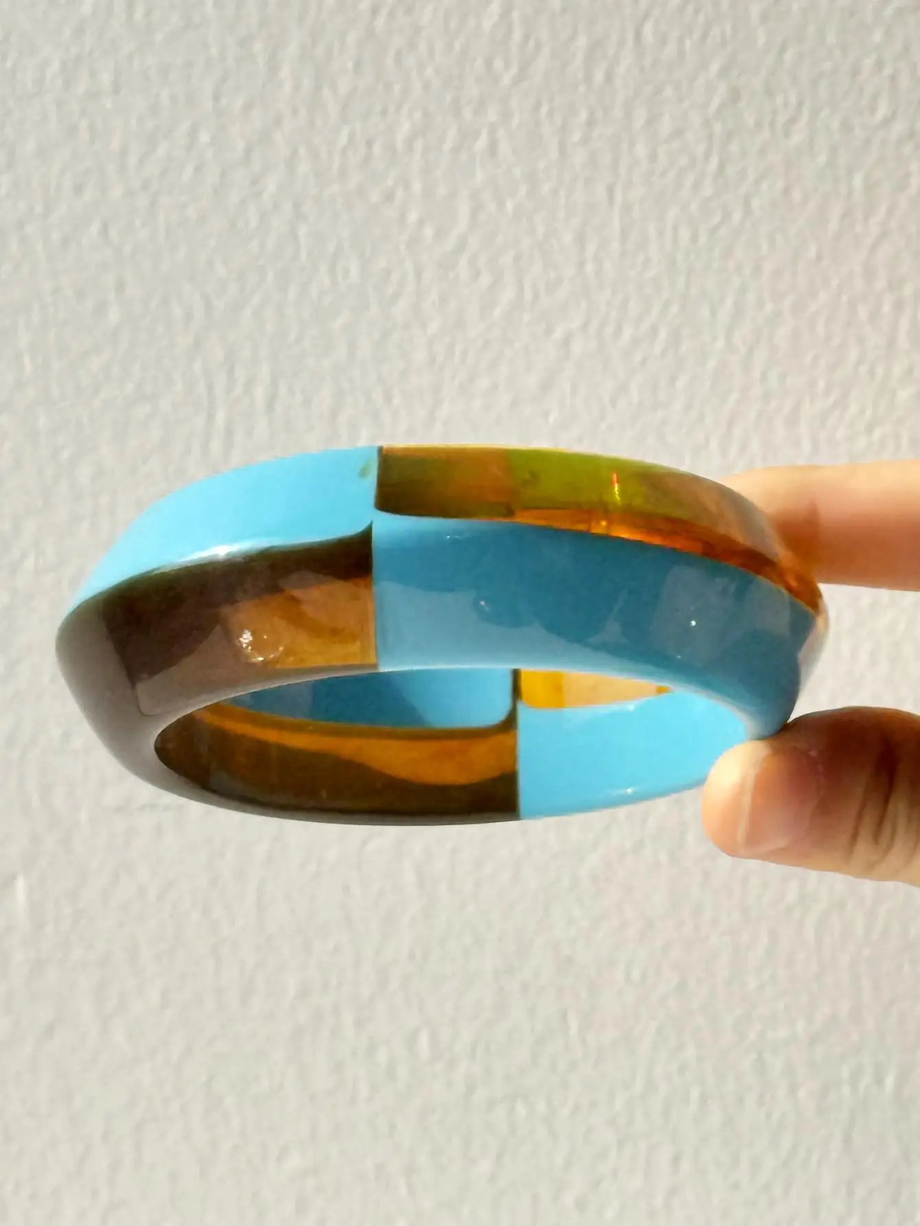 Blue Twisted Irregular Resin Bangle