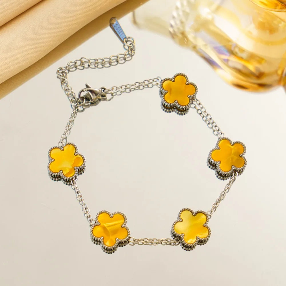 Lucky Clover Bloom Bracelet – Silver