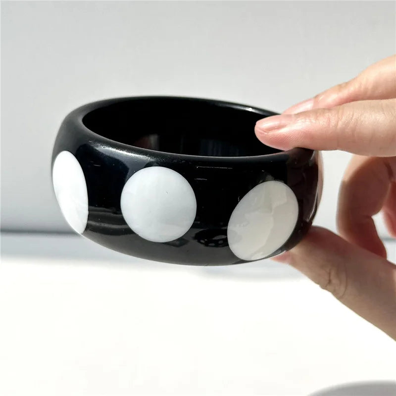 Y2K Polka Dot + Star Resin Cuff Bracelet