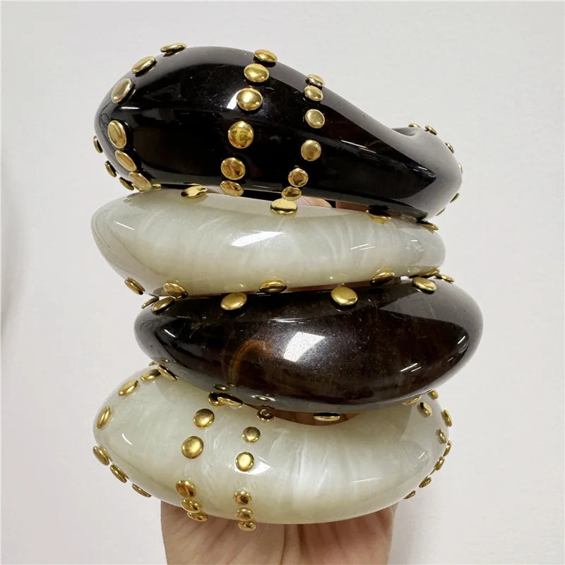 Rivet Resin Statement Bangle